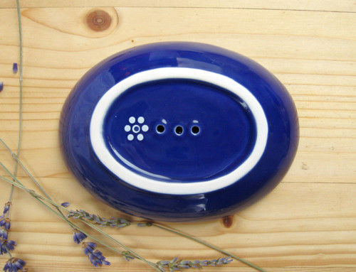 Mýdlenka keramická modrá - bílý puntík